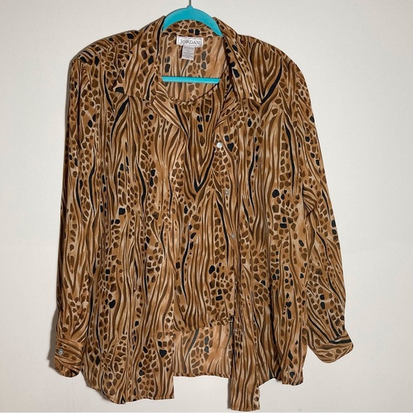 [NOT MICHAEL] Jordan Animal Print Blouse & Camisole Set | Vintage | Flowy - Picture 1 of 13